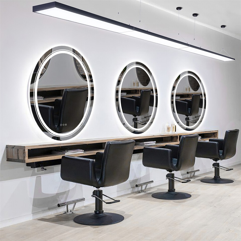 60x80cm Oval Backlit + Front LED Bathroom Mirror Dimmable Shatter-Proof Vanity Mirror - Image 4