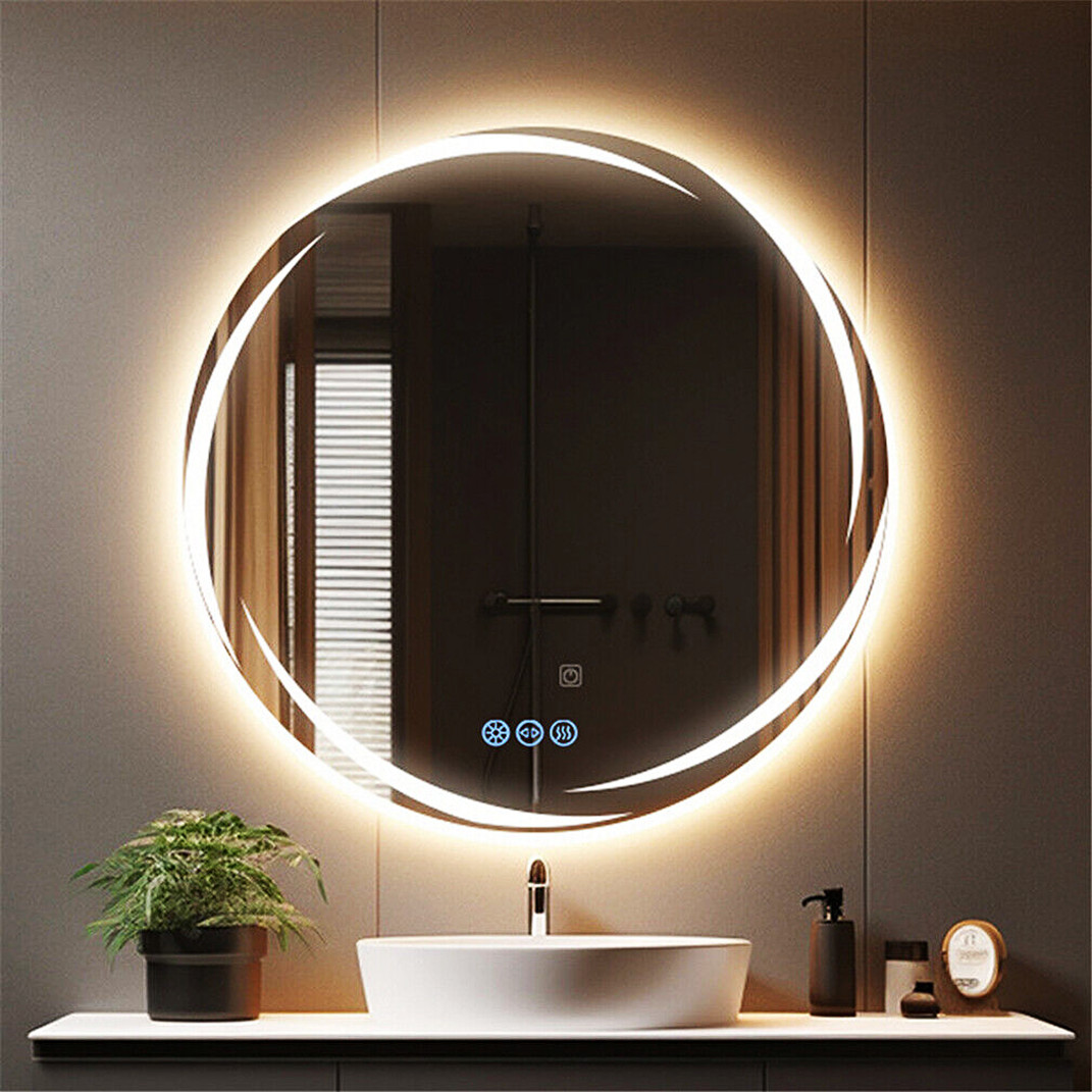 Round LED Anti-Fog Backlit Bathroom Mirror(80x80cm) - Image 1