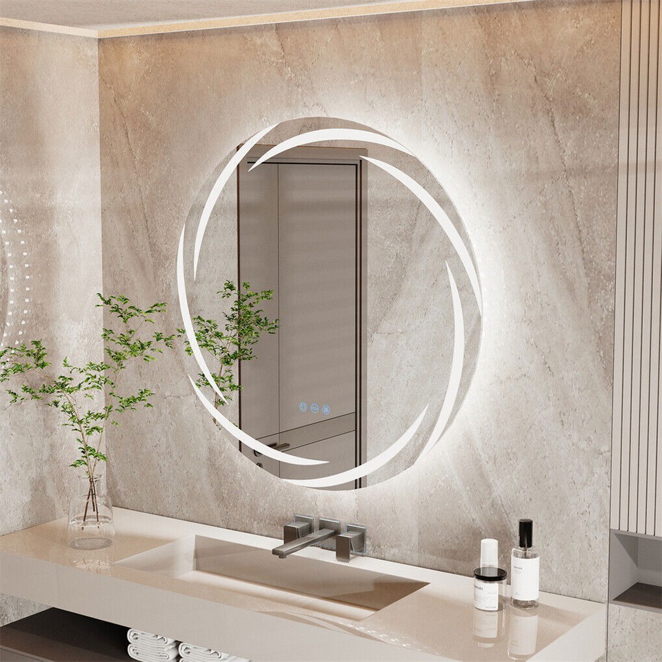 Round LED Anti-Fog Backlit Bathroom Mirror(80x80cm) - Image 2