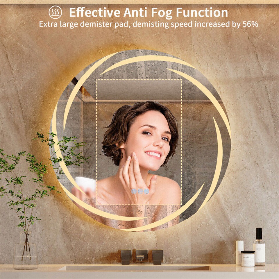 Round LED Anti-Fog Backlit Bathroom Mirror(80x80cm) - Image 4