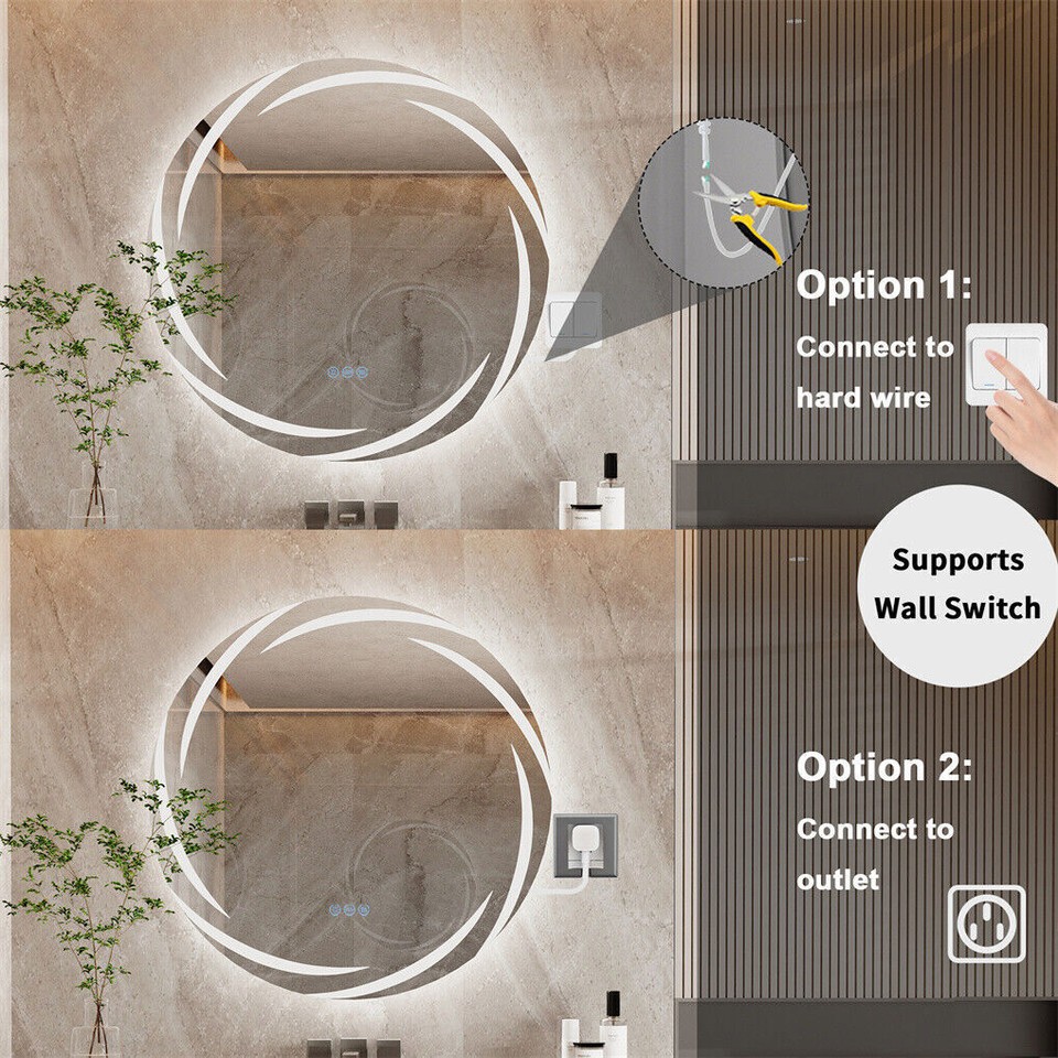 Round LED Anti-Fog Backlit Bathroom Mirror(80x80cm) - Image 5