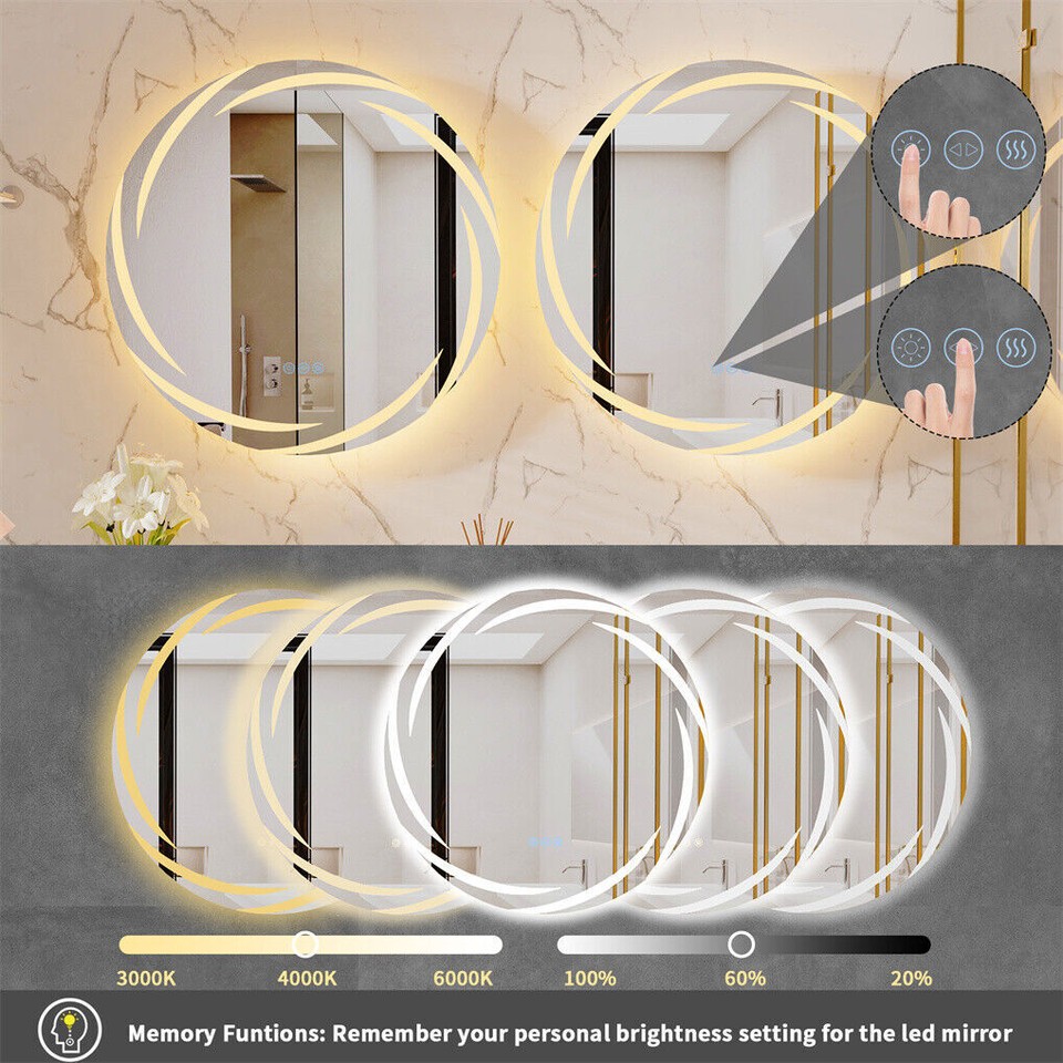 Round LED Anti-Fog Backlit Bathroom Mirror(80x80cm) - Image 7