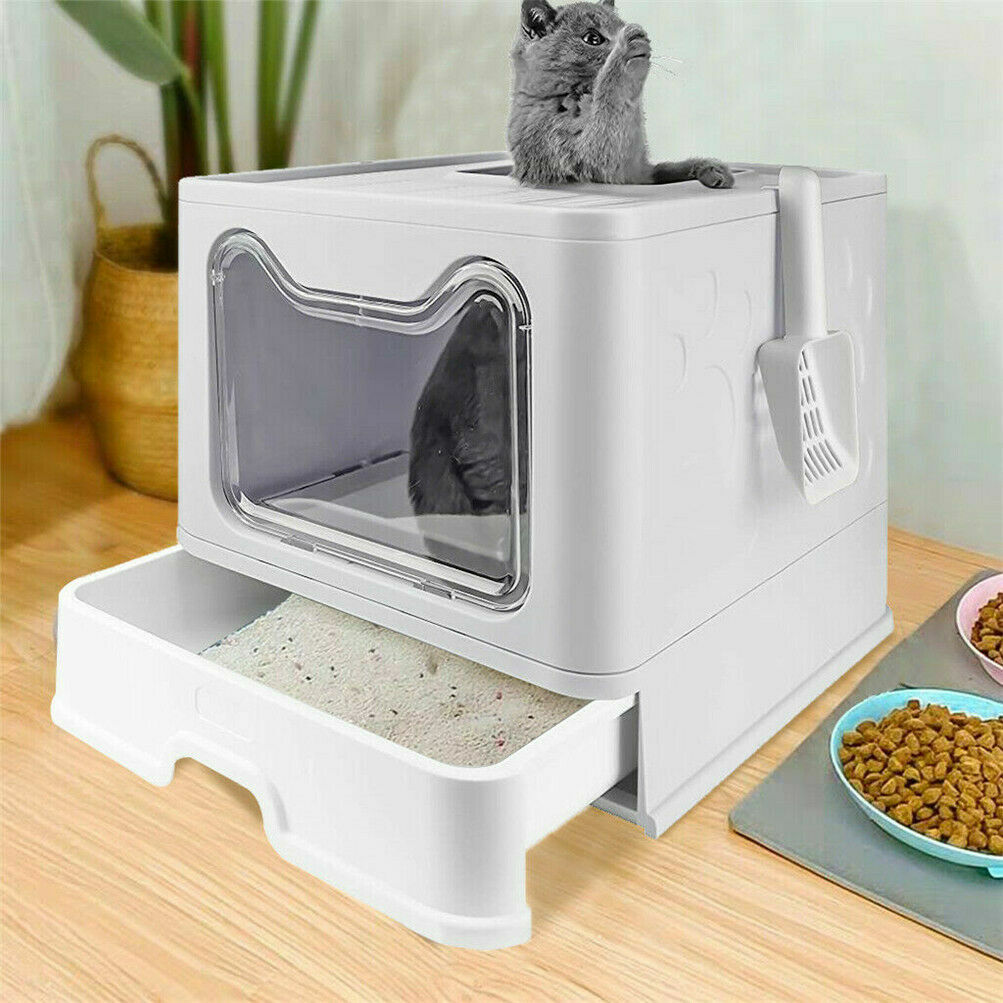 Self-Cleaning Hooded Cat Litter Box Enclosed Large Kitty Toilet Box Tray Refills - Image 3