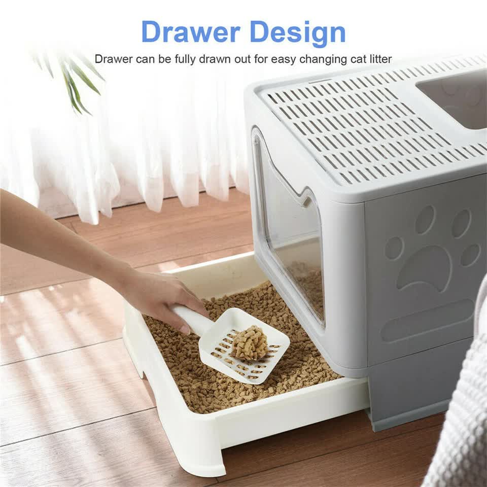 Self-Cleaning Hooded Cat Litter Box Enclosed Large Kitty Toilet Box Tray Refills - Image 6