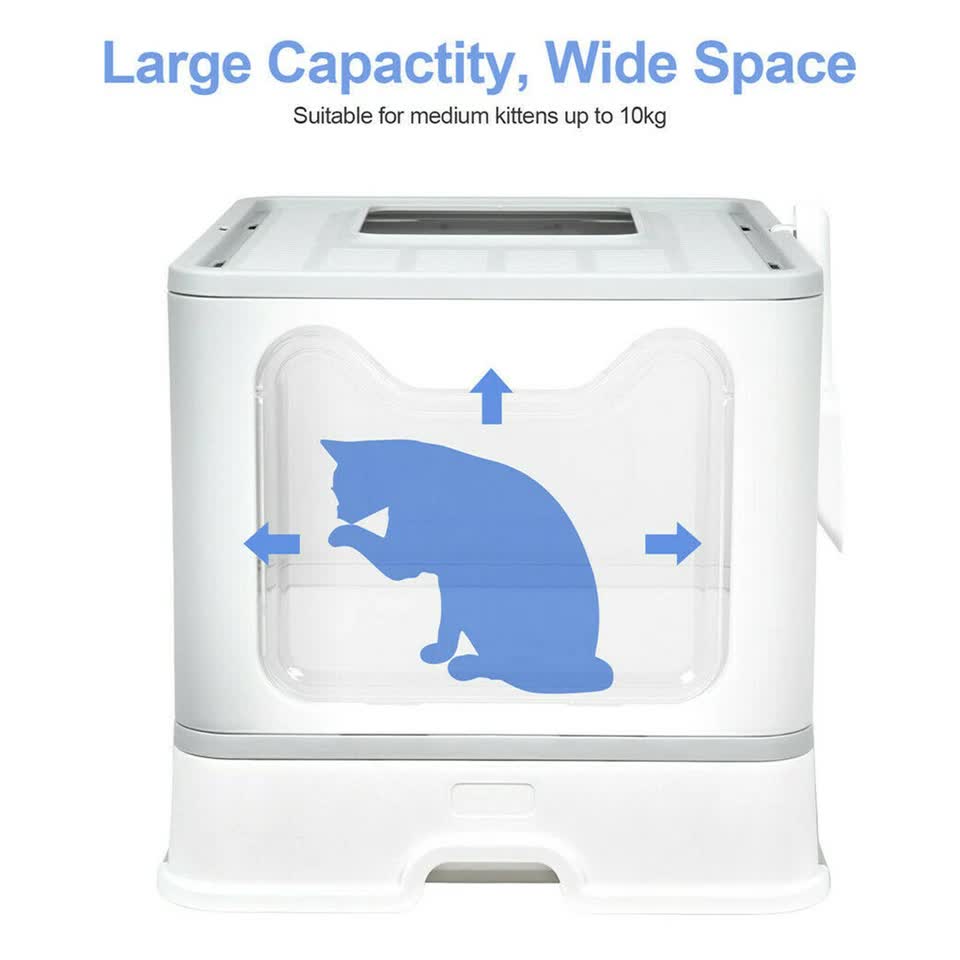 Self-Cleaning Hooded Cat Litter Box Enclosed Large Kitty Toilet Box Tray Refills - Image 8