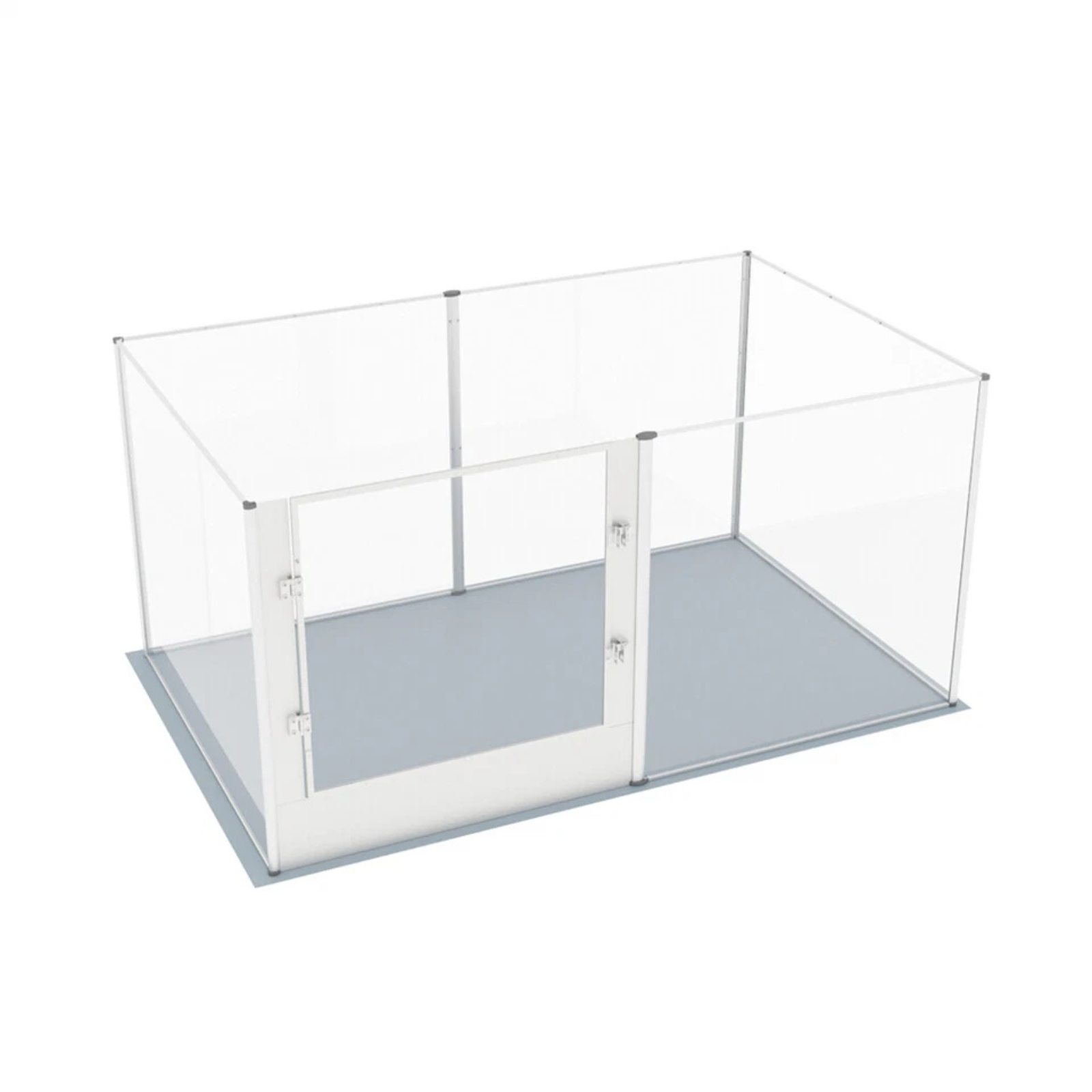 Silver Transparent Acrylic 6 Panel Dog Playpen Indoor Fence Whelping Box with Lock Door - Image 1