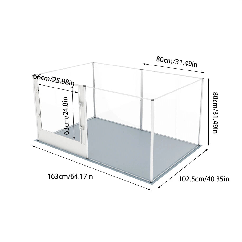 Silver Transparent Acrylic 6 Panel Dog Playpen Indoor Fence Whelping Box with Lock Door - Image 5
