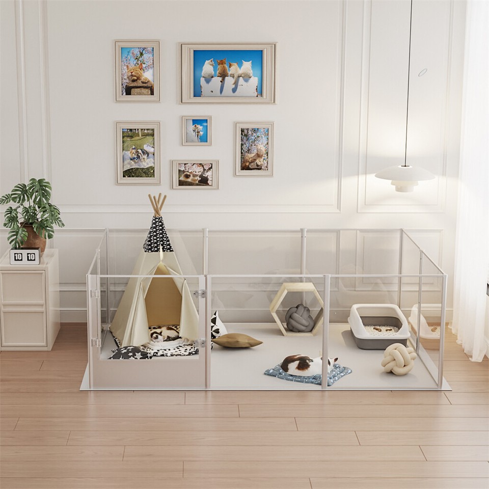 10-Piece Large Thicken Acrylic Dog Playpen Puppy Birth Fence with Waterproof Mat - Image 4