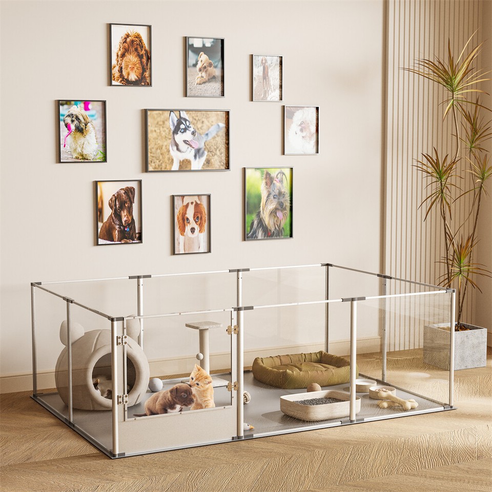 10-Piece Large Thicken Acrylic Dog Playpen Puppy Birth Fence with Waterproof Mat - Image 5