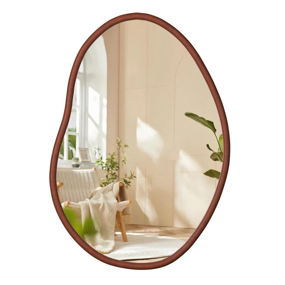 Large Wooden Frame Wall Mirror - Entryway & Hall Decor - Image 1
