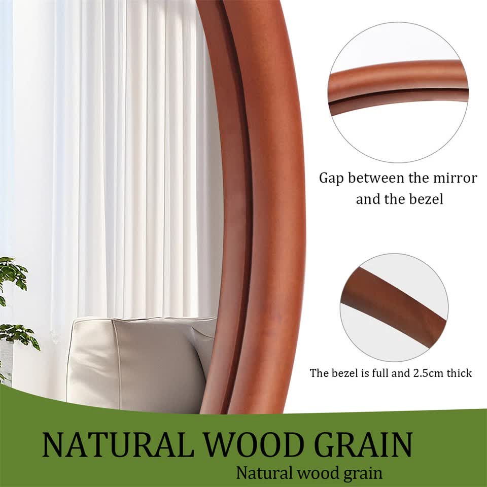 Large Wooden Frame Wall Mirror - Entryway & Hall Decor - Image 7