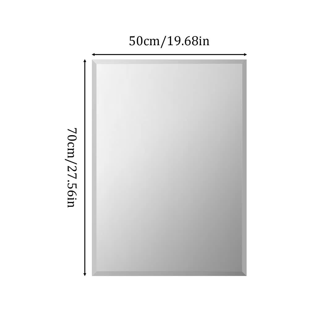 P&P Silver Rectangular Wall Mirror 50x70cm Frameless Beveled Edge Glass for Modern Rooms - Image 3