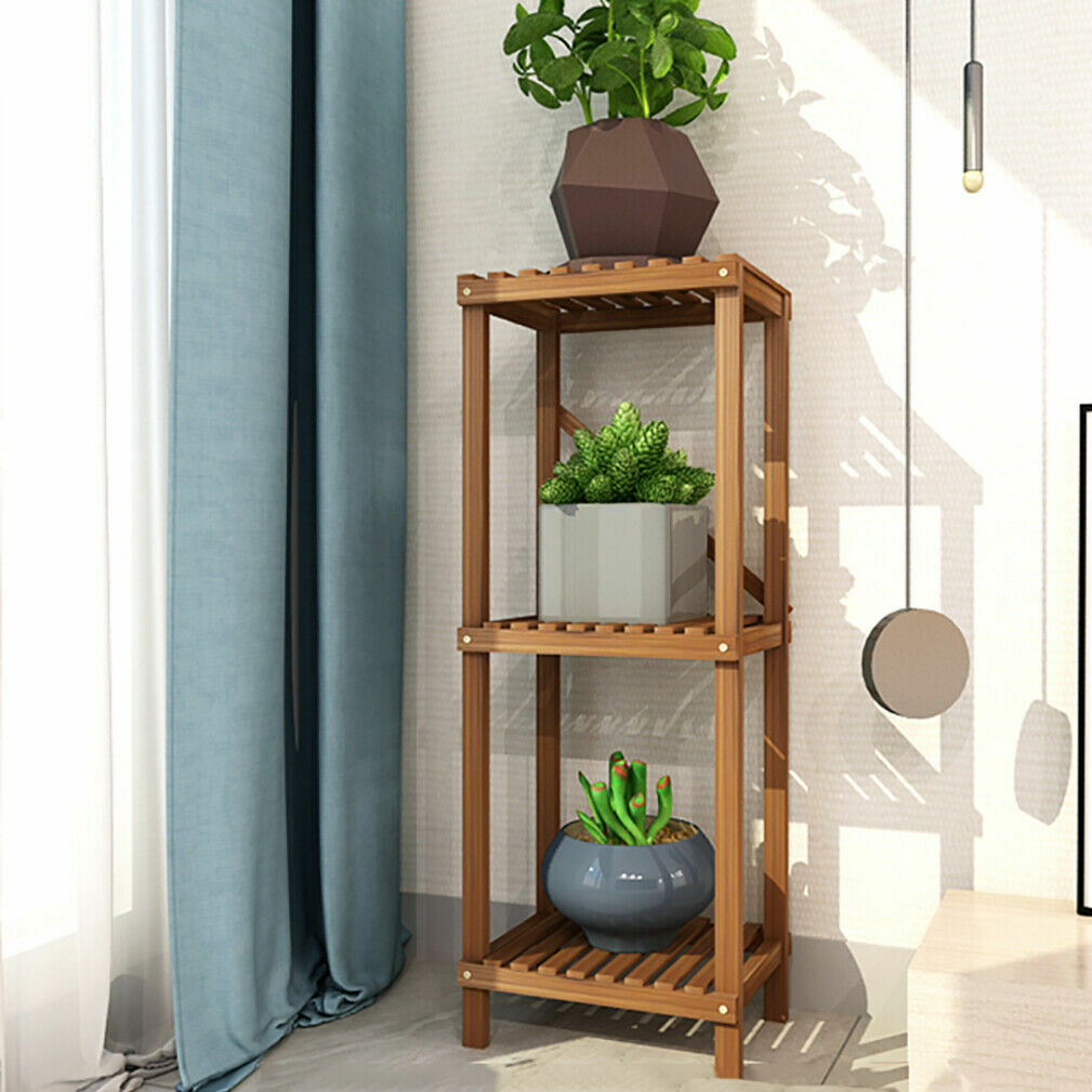 Detachable Diy Wood Plant Stand Pots Organizer Rack Multifunctional Shelf Decor - Image 1