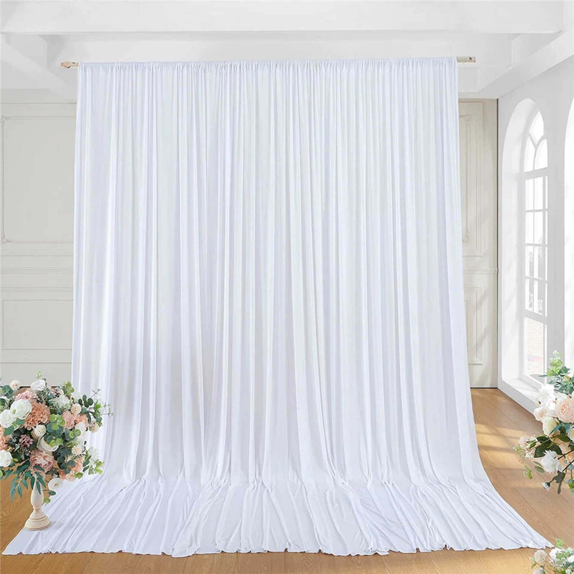 Large 3×3 m White Wedding Backdrop Curtains for Baby Shower and Birthday Decor - Image 1