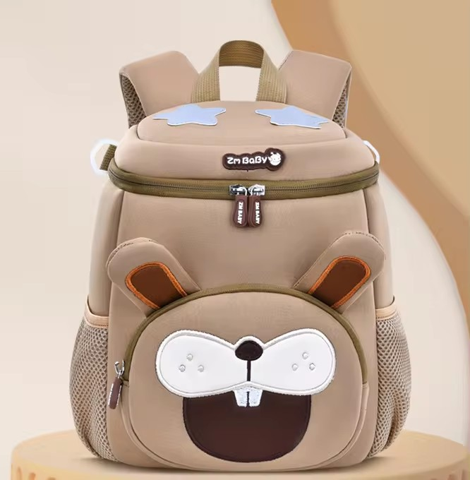 Khaki Rabbit Cute Animal  Kids Backpack - Lightweight Toddler School Bag - Soft 3D Cartoon Daypack for Kindergarten & Childcare- Boys Girls Ages 1-3 - Image 1