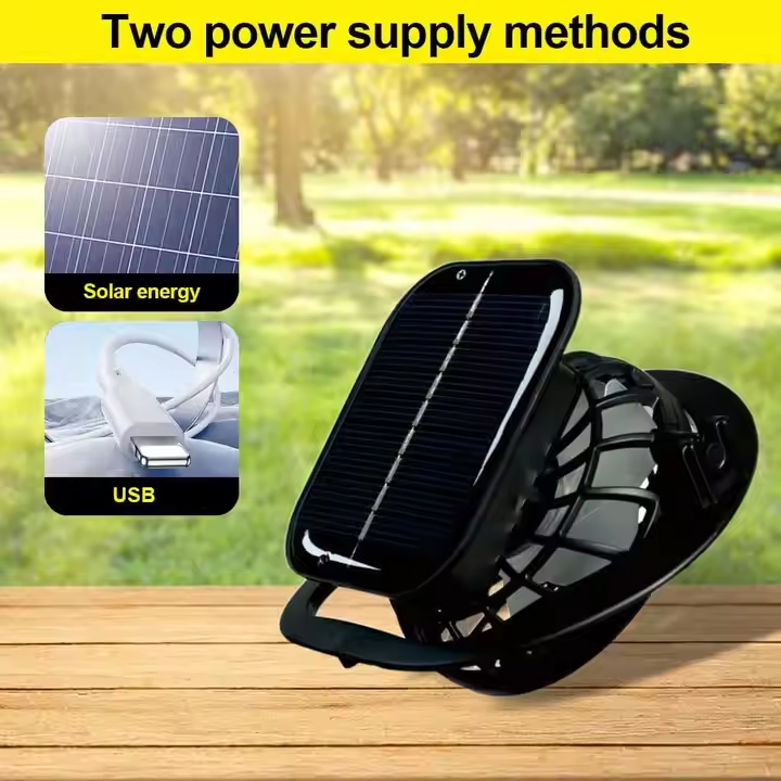 khaki Outdoor Sun Hat with Solar Fan Wide Brim 12cm - Rechargeable Cooling Cap for Fishing Hiking & Gardening - Adjustable 56-60cm - Image 2