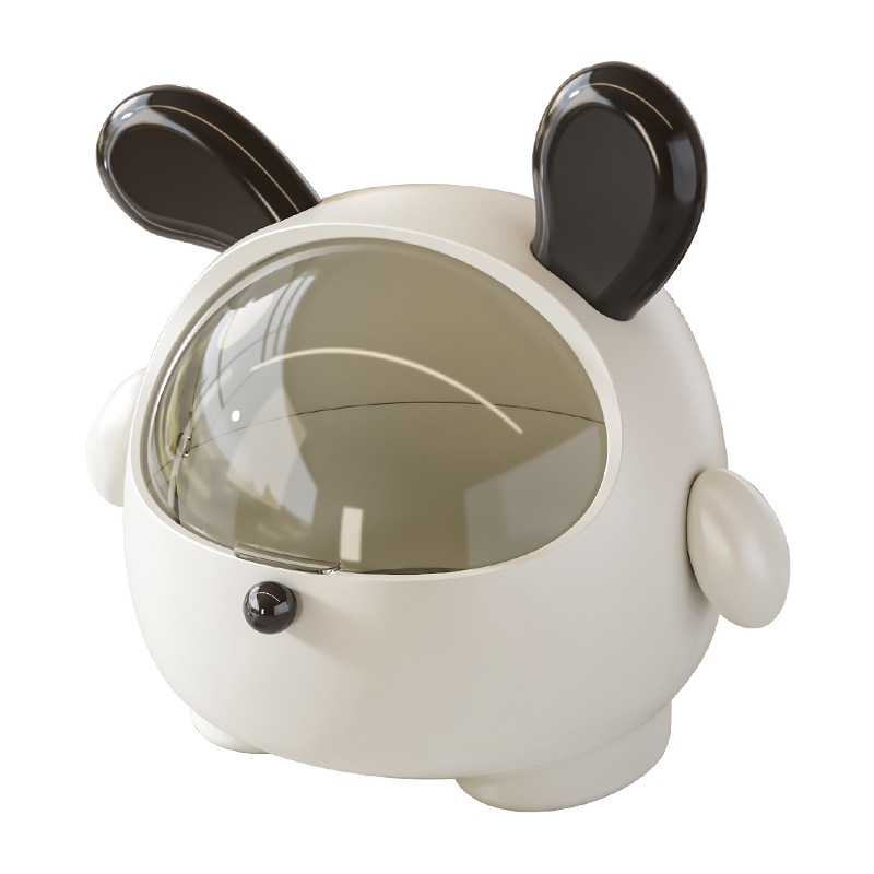 2PCS Black-Eared Cute Puppy Desktop Bin with Lid - Mini Trash Can & Storage Organiser - Kawaii Office Decor for Vanity & Home Office - Image 1