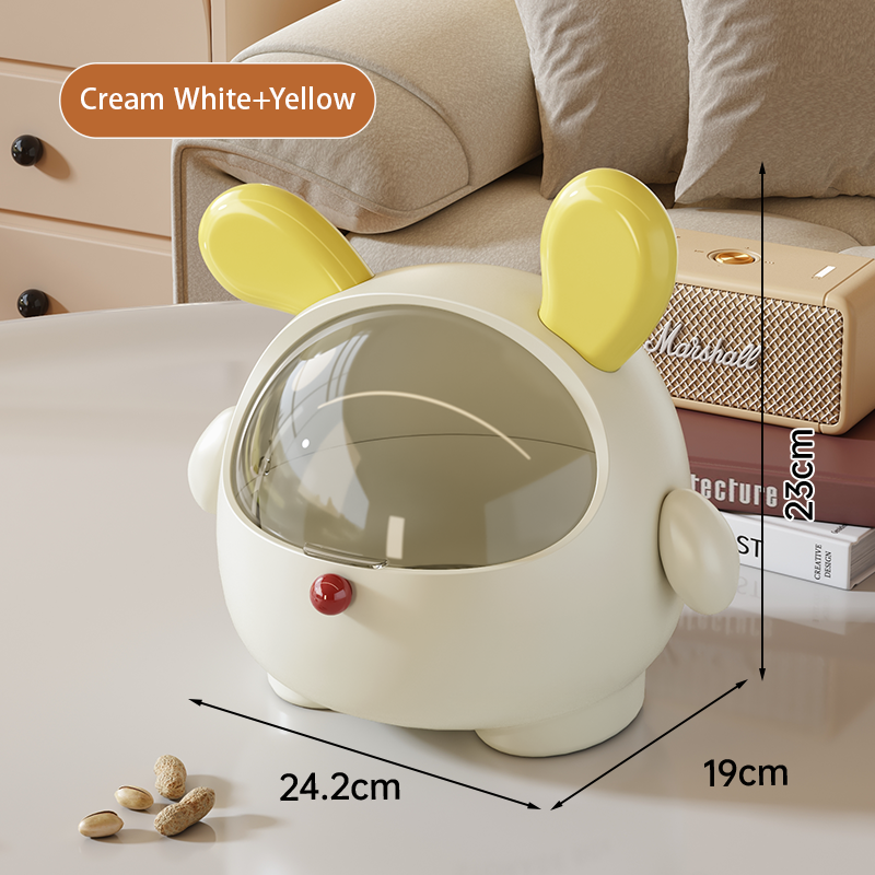 2PCS Yellow-Eared Cute Puppy Desktop Bin with Lid - Mini Trash Can & Storage Organiser - Kawaii Office Decor for Vanity & Home Office - Image 1