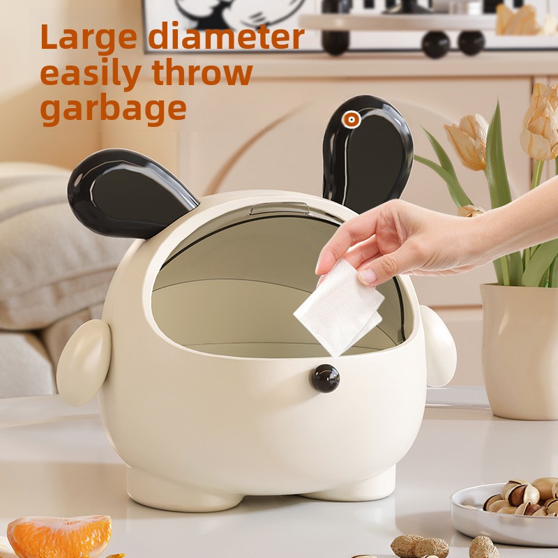 2PCS Yellow-Eared Cute Puppy Desktop Bin with Lid - Mini Trash Can & Storage Organiser - Kawaii Office Decor for Vanity & Home Office - Image 4