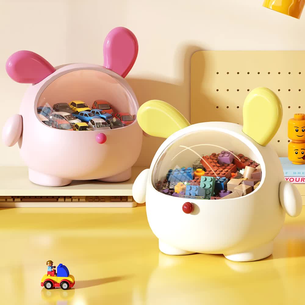 2PCS Pink + Rose red -Cute Puppy Desktop Bin with Lid - Mini Trash Can & Storage Organiser - Kawaii Office Decor for Vanity & Home Office - Image 7