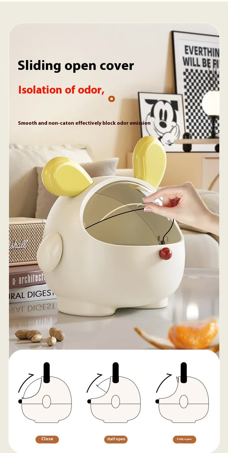 2PCS Yellow-Eared with polka dot Cute Puppy Desktop Bin with Lid - Mini Trash Can & Storage Organiser - Kawaii Office Decor for Vanity & Home Office - Image 2