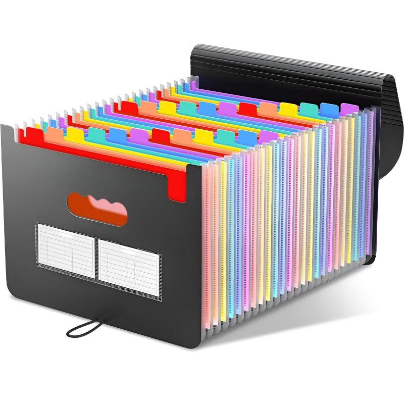 2 PCS A4 Expanding File Folder with Rainbow Interior - 13 Pockets Portable Document Organizer, Accordion Style Business and School File Bag with Elastic Cord Closure - Image 2