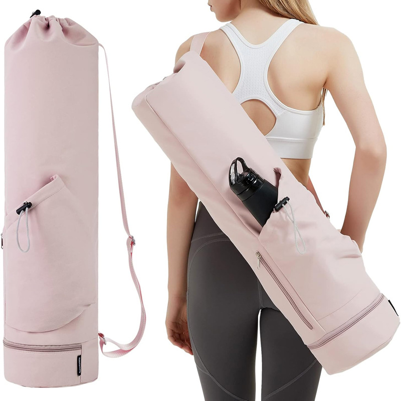 Pink Professional Yoga Mat Carrying Bag - 31 Inch Large Capacity Fitness Storage Pouch with Adjustable Shoulder Strap and Accessory Pocket - Fits Mats up to 10mm Thickness - Image 1