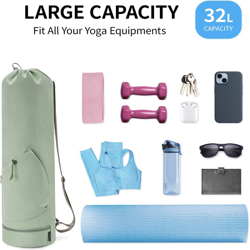Pink Professional Yoga Mat Carrying Bag - 31 Inch Large Capacity Fitness Storage Pouch with Adjustable Shoulder Strap and Accessory Pocket - Fits Mats up to 10mm Thickness - Image 6