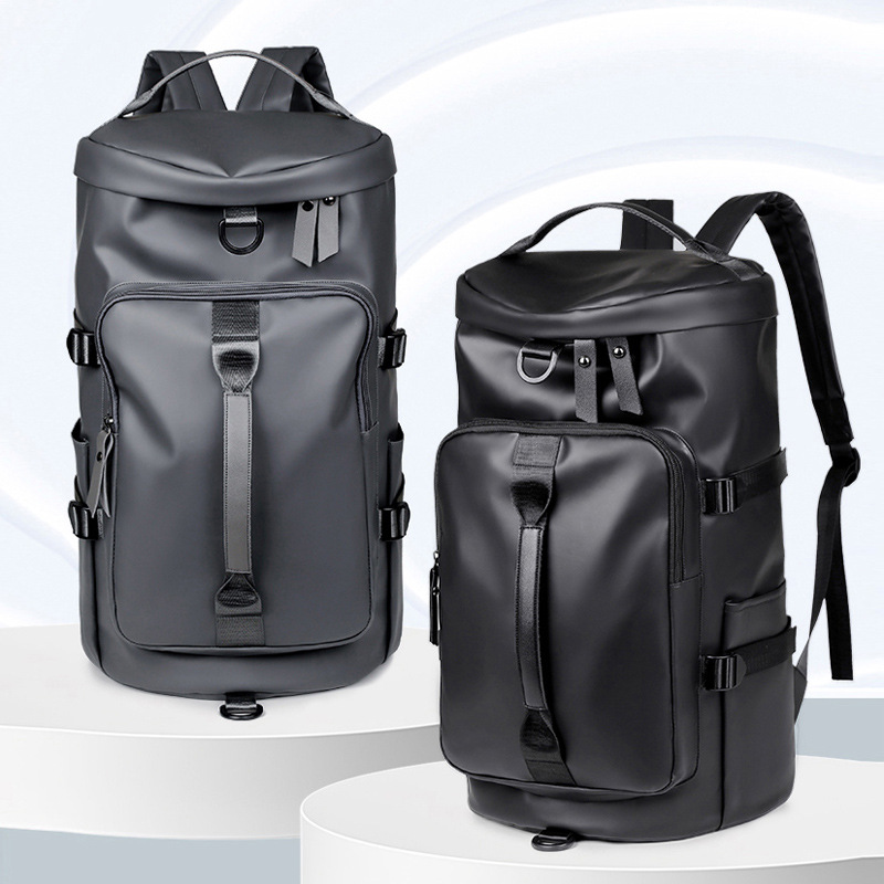 Black Large Capacity Men's Travel Backpack with Shoe Compartment - Water-Resistant Coated Fabric Business Weekender Bag - Casual Duffel Backpack with Dry-Wet Separation for Gym, Hiking, and 14-Inch Laptop - Image 5