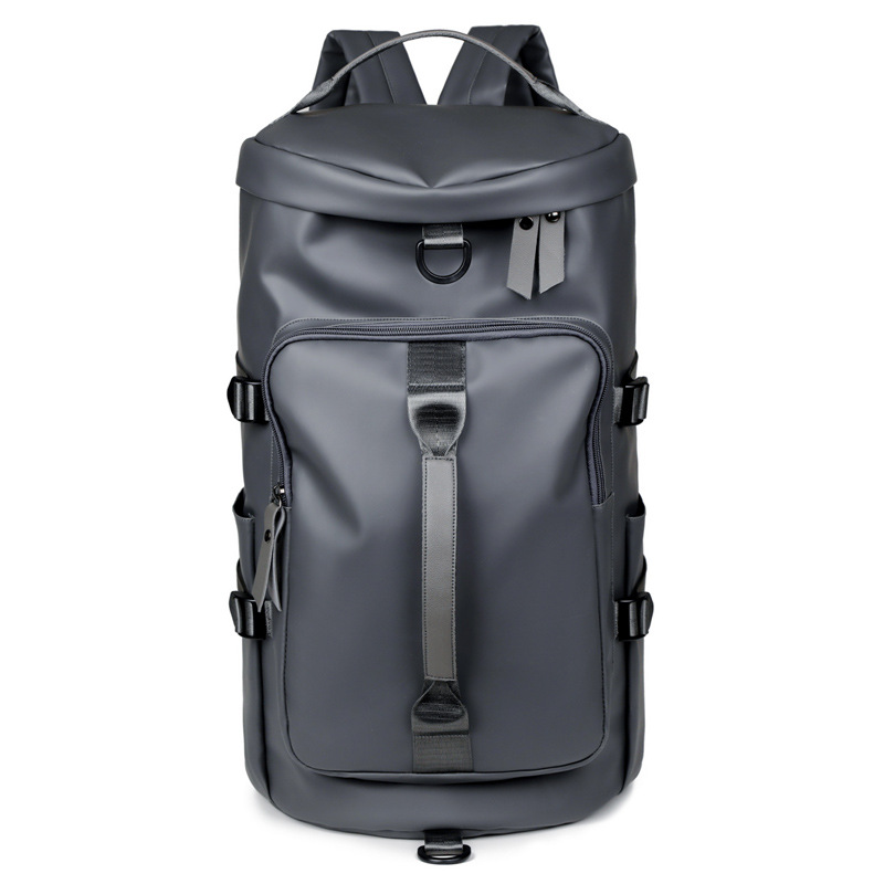 Grey Large Capacity Men's Travel Backpack with Shoe Compartment - Water-Resistant Coated Fabric Business Weekender Bag - Casual Duffel Backpack with Dry-Wet Separation for Gym, Hiking, and 14-Inch Laptop - Image 1