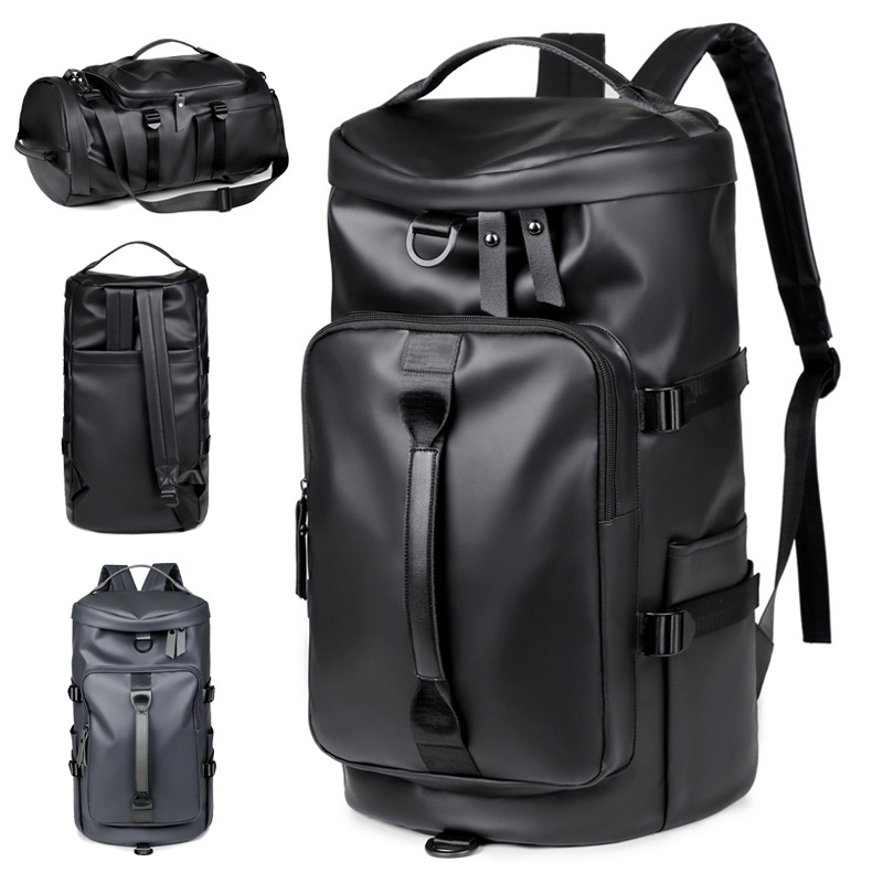 Grey Large Capacity Men's Travel Backpack with Shoe Compartment - Water-Resistant Coated Fabric Business Weekender Bag - Casual Duffel Backpack with Dry-Wet Separation for Gym, Hiking, and 14-Inch Laptop - Image 4