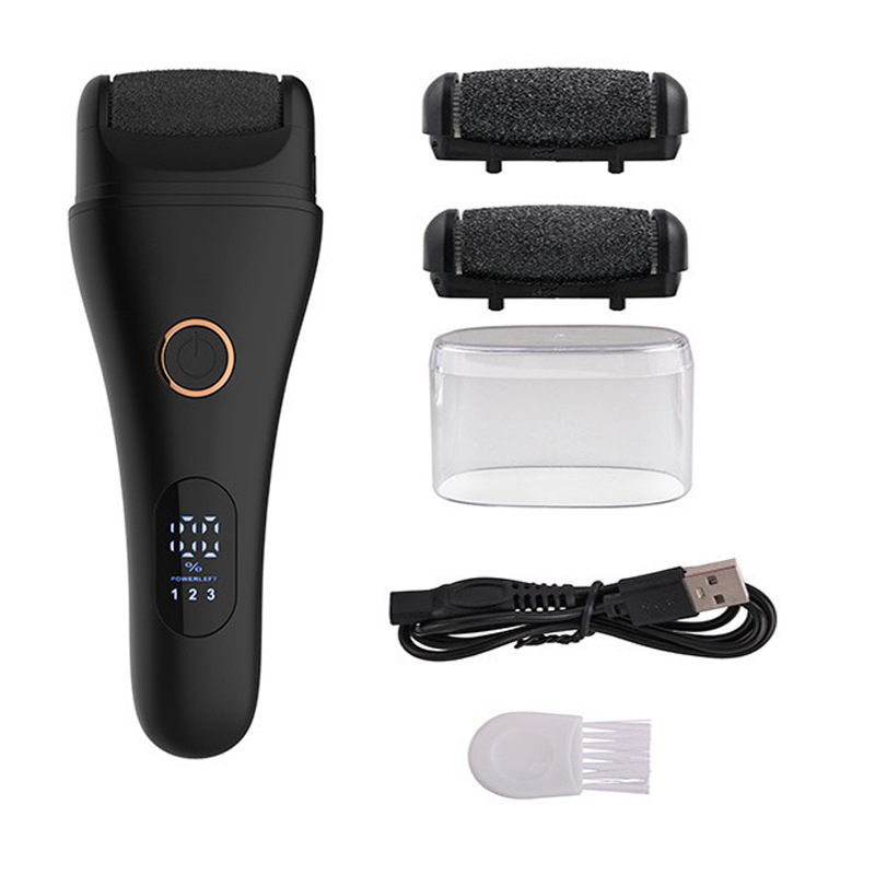 Black Professional Electric Foot Callus Remover - Rechargeable Pedicure Tool with 3 Adjustable Speeds, Smart LED Display, and 3 Replaceable Grinding Heads for Smooth Feet - Image 1