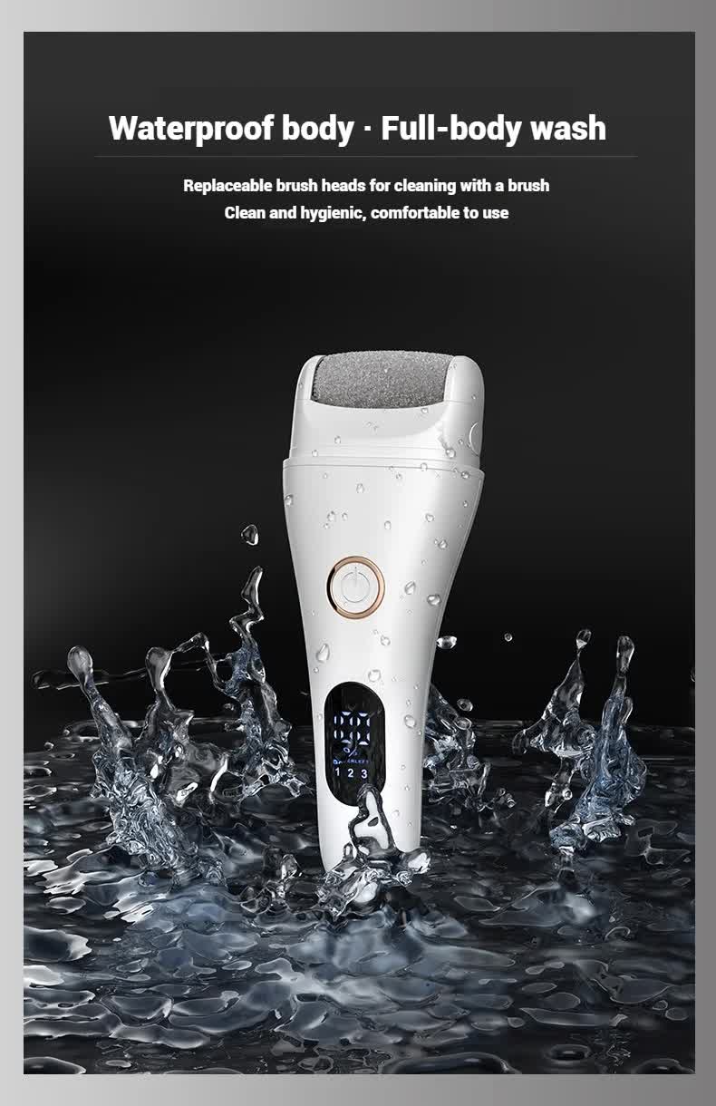 Black Professional Electric Foot Callus Remover - Rechargeable Pedicure Tool with 3 Adjustable Speeds, Smart LED Display, and 3 Replaceable Grinding Heads for Smooth Feet - Image 5