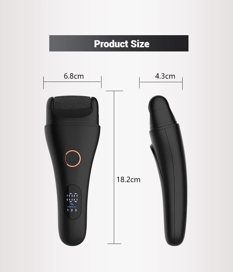 White Professional Electric Foot Callus Remover - Rechargeable Pedicure Tool with 3 Adjustable Speeds, Smart LED Display, and 3 Replaceable Grinding Heads for Smooth Feet - Image 2