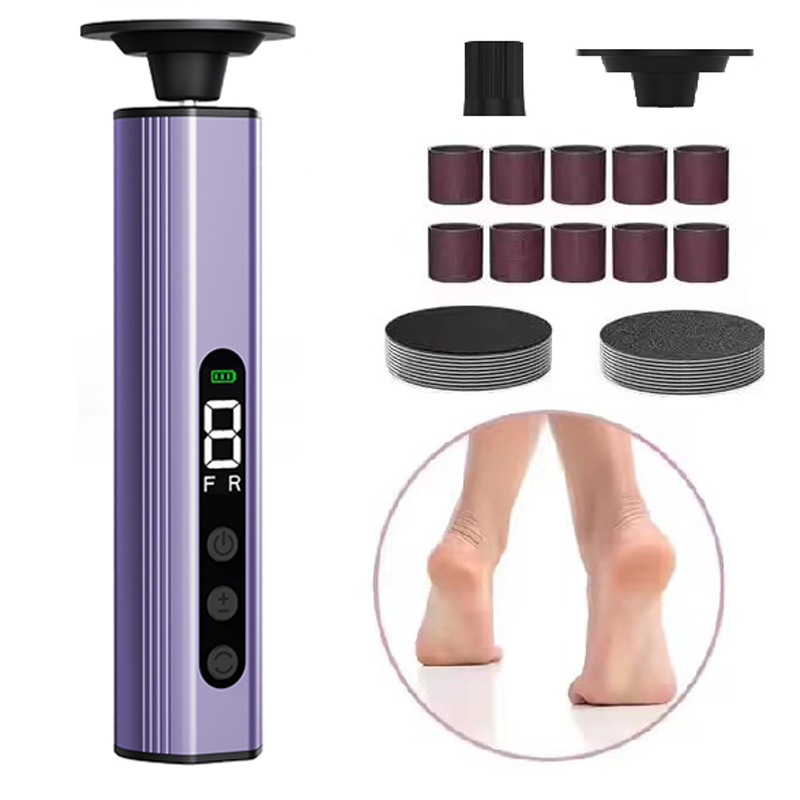 Purple Professional 2-in-1 Electric Foot Callus Remover and Manicure Kit - 9 Speeds Rechargeable Electronic Foot File with LCD Display - Professional Pedicure Tool for Dead Skin and Nail Care - Image 1