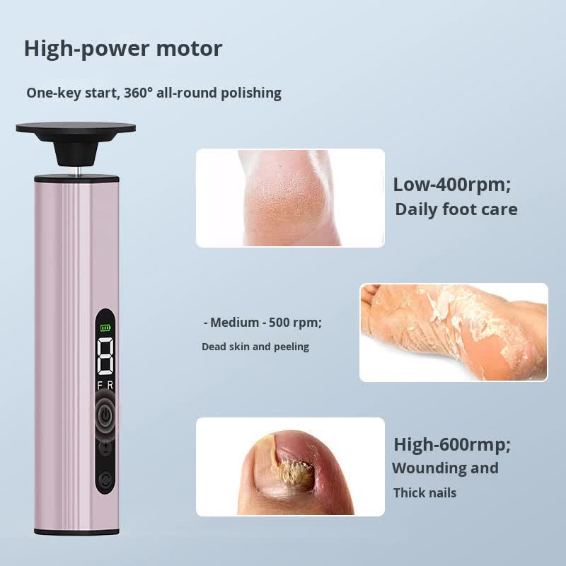 Rose Gold Professional 2-in-1 Electric Foot Callus Remover and Manicure Kit - 9 Speeds Rechargeable Electronic Foot File with LCD Display - Professional Pedicure Tool for Dead Skin and Nail Care - Image 2