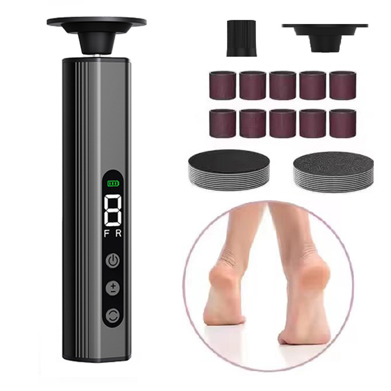Grey Professional 2-in-1 Electric Foot Callus Remover and Manicure Kit - 9 Speeds Rechargeable Electronic Foot File with LCD Display - Professional Pedicure Tool for Dead Skin and Nail Care - Image 1