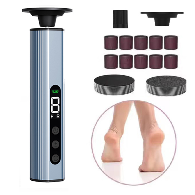 Blue Professional 2-in-1 Electric Foot Callus Remover and Manicure Kit - 9 Speeds Rechargeable Electronic Foot File with LCD Display - Professional Pedicure Tool for Dead Skin and Nail Care - Image 1