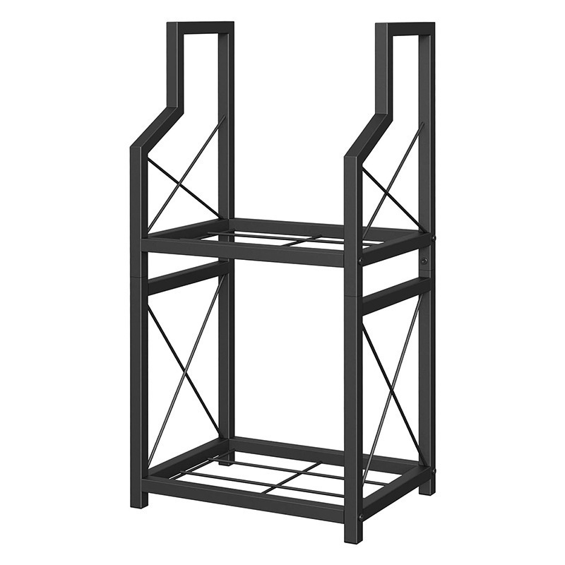 Heavy Duty 2-Tier Firewood Rack - Vertical Log Holder for Indoor Fireplace and Outdoor Fire Pit - Modern Metal Wood Storage Organizer for Camping, Patio, and Living Room - Image 1