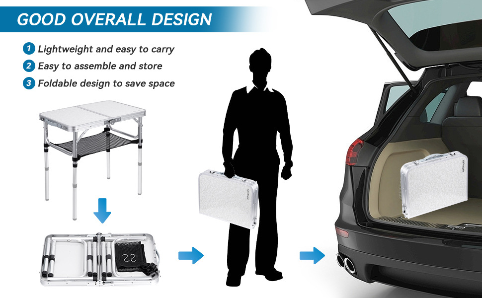 Portable Folding Camping Table with Aluminum Frame - Lightweight 60x40x50cm Picnic Table with Mesh Storage Bag and Carrying Handle for Outdoor BBQ, Travel, and Self-Driving Trips - Image 6