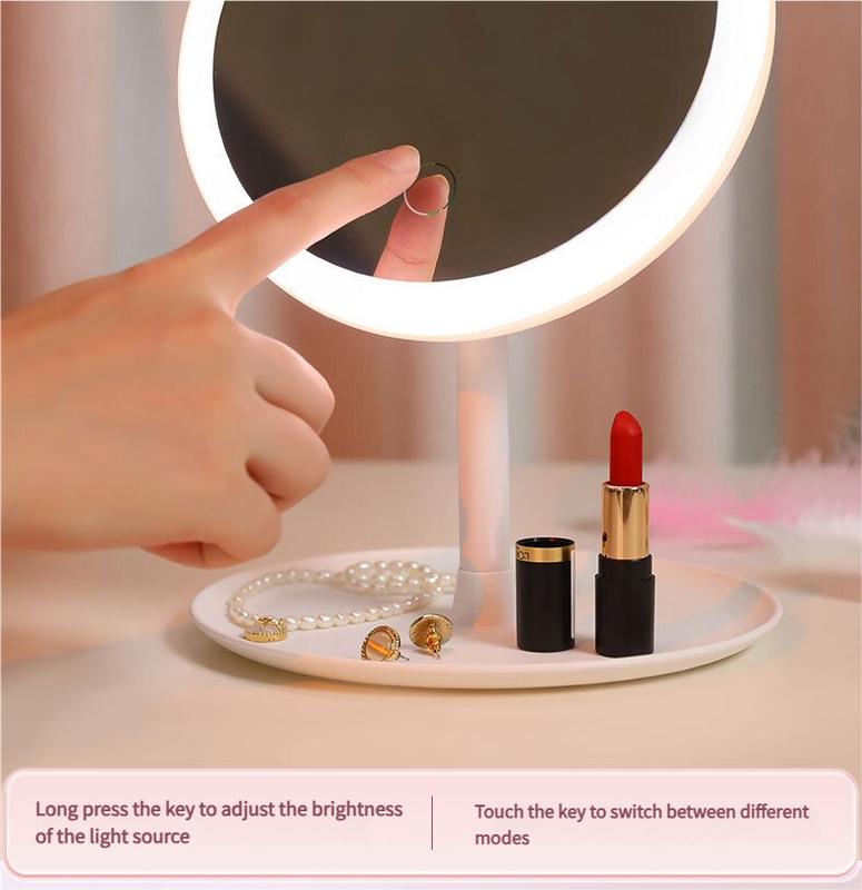3PCS LED Makeup Mirror with Lights - Portable Tabletop Vanity Mirror, INS Style, White - Image 3