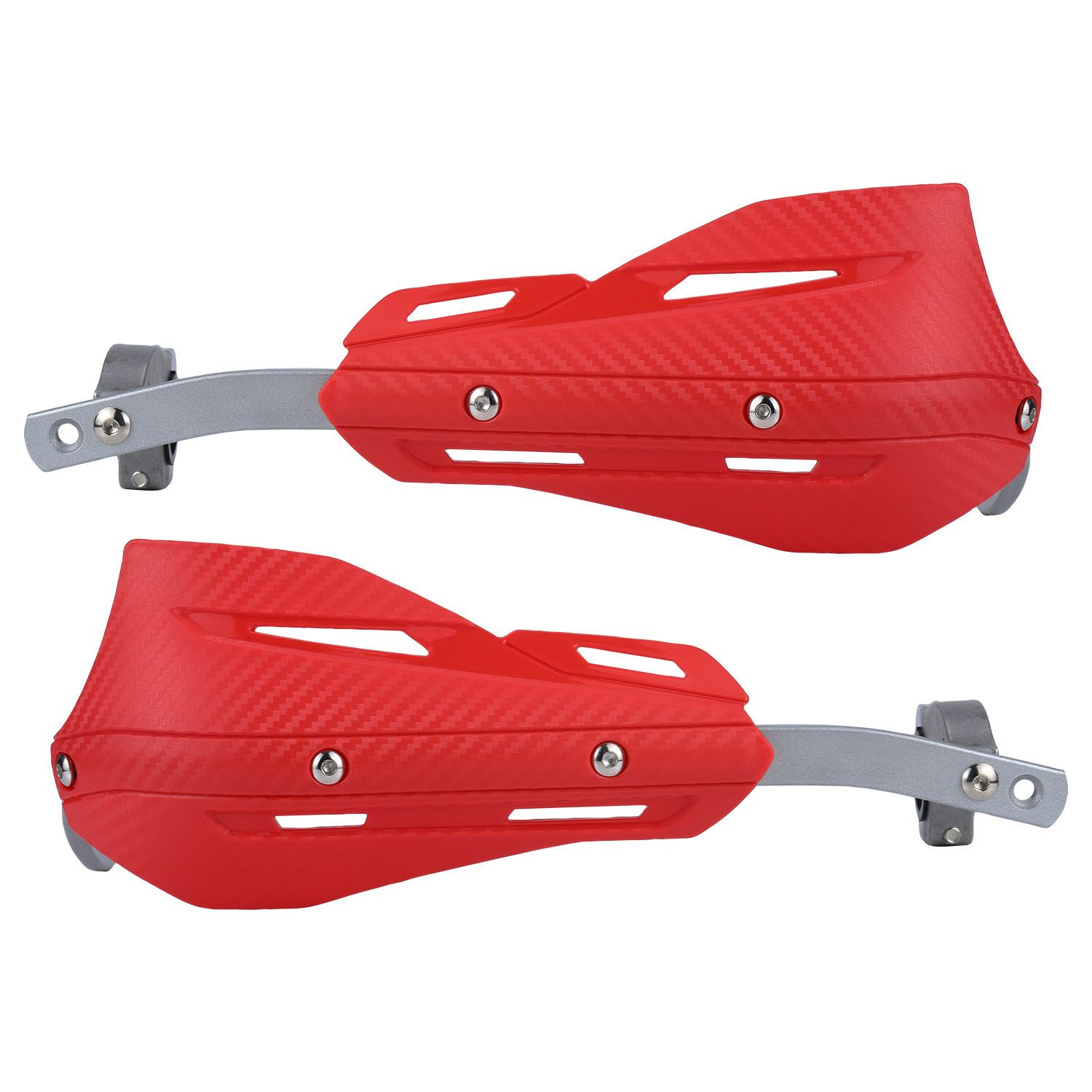 Professional Universal Motorcycle Handguards for Honda CC110 Cross Cub - Heavy Duty Aluminum Alloy Anti-Collision Brush Guards, Carbon Fiber Style Handlebar Protectors for Dirt Bikes and Off-Road Motorcycles - 1 Pair—Red - Image 1