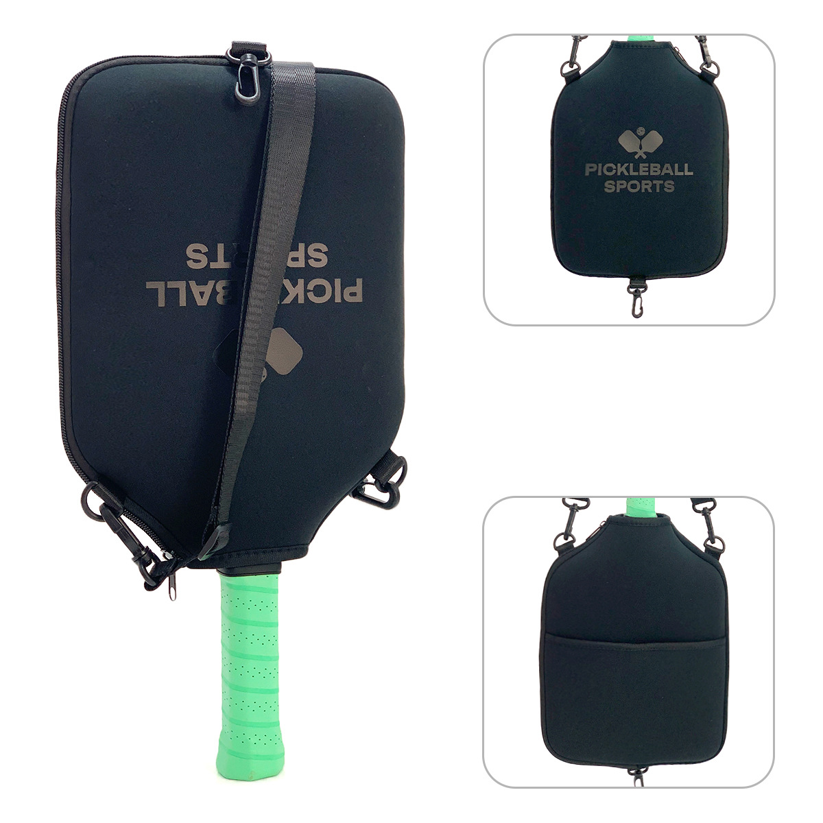 SA01 Black Neoprene Pickleball Paddle Cover (racket not included)  - Protective Crossbody Bag with Adjustable Shoulder Strap and Fence Hook - Universal Lightweight Paddle Case for All Skill Levels - Image 1