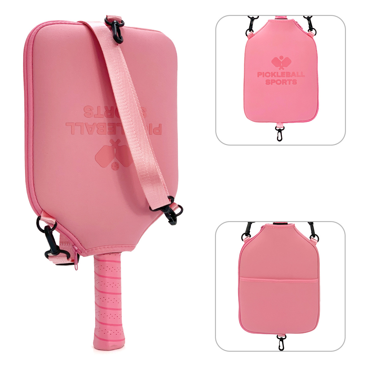 SA03 Pink Neoprene Pickleball Paddle Cover (racket not included)  - Protective Crossbody Bag with Adjustable Shoulder Strap and Fence Hook - Universal Lightweight Paddle Case for All Skill Levels - Image 1