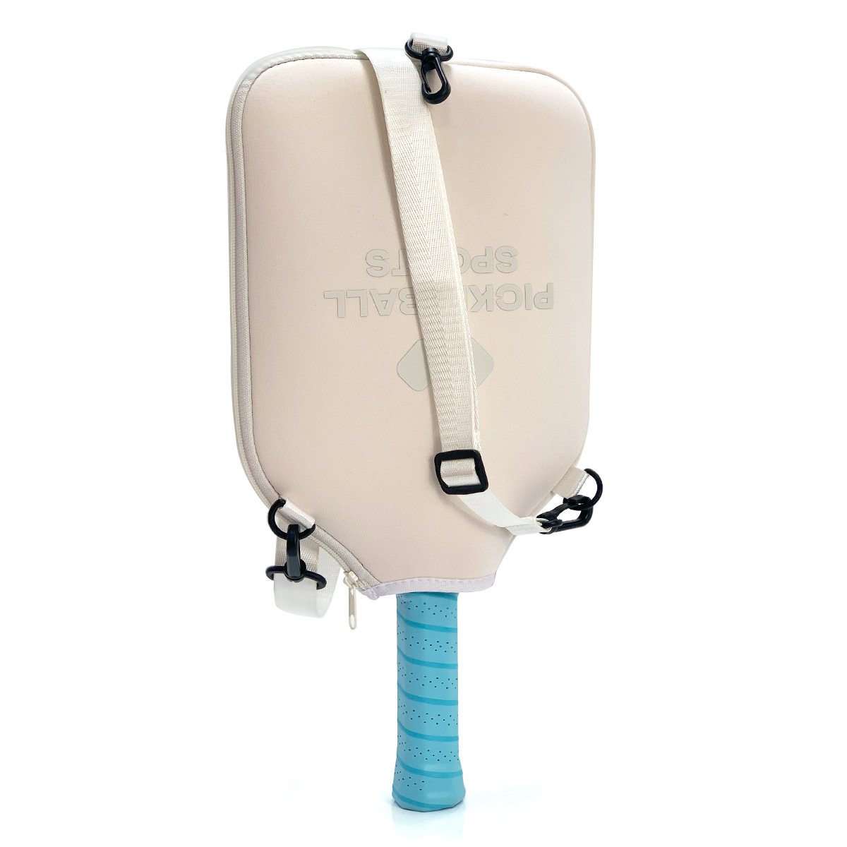 SA04 Beige Neoprene Pickleball Paddle Cover (racket not included)  - Protective Crossbody Bag with Adjustable Shoulder Strap and Fence Hook - Universal Lightweight Paddle Case for All Skill Levels - Image 2