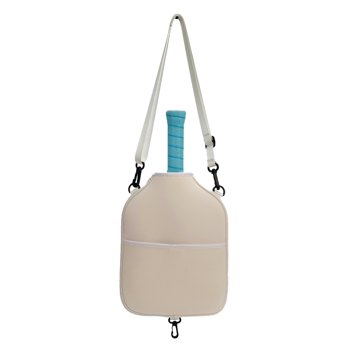 SA04 Beige Neoprene Pickleball Paddle Cover (racket not included)  - Protective Crossbody Bag with Adjustable Shoulder Strap and Fence Hook - Universal Lightweight Paddle Case for All Skill Levels - Image 3