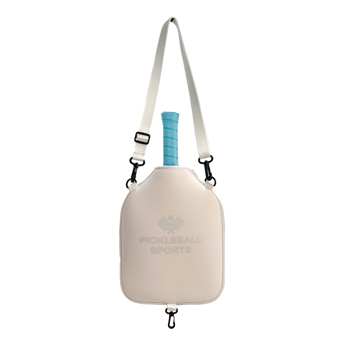 SA04 Beige Neoprene Pickleball Paddle Cover (racket not included)  - Protective Crossbody Bag with Adjustable Shoulder Strap and Fence Hook - Universal Lightweight Paddle Case for All Skill Levels - Image 4