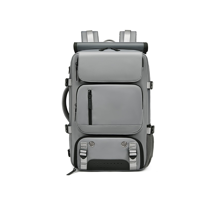 Grey Large Capacity 16-Inch Laptop Travel Backpack - Anti-Theft Professional Business Bag with Spring Buckle - Durable Oxford Cloth Outdoor Rucksack for Men and Women - Image 1