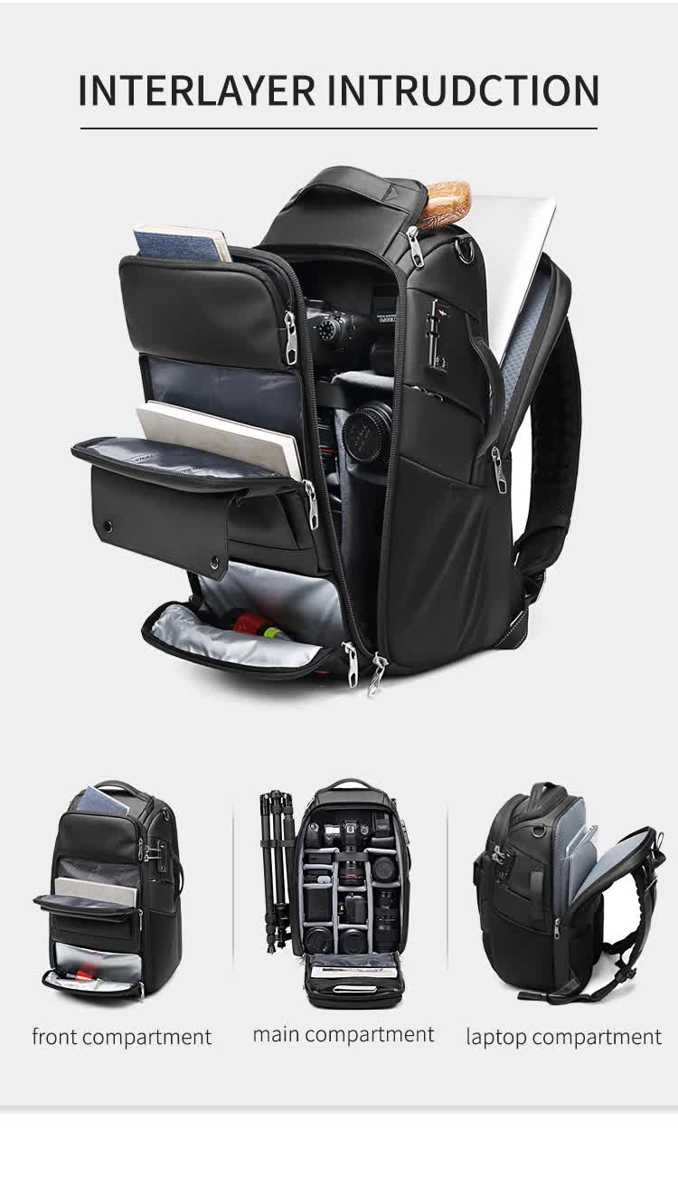 Professional Large Capacity Camera Backpack - Waterproof Anti-Theft DSLR Mirrorless Bag with 17-Inch Laptop Compartment and TSA Combination Lock for Travel and Business - Image 3
