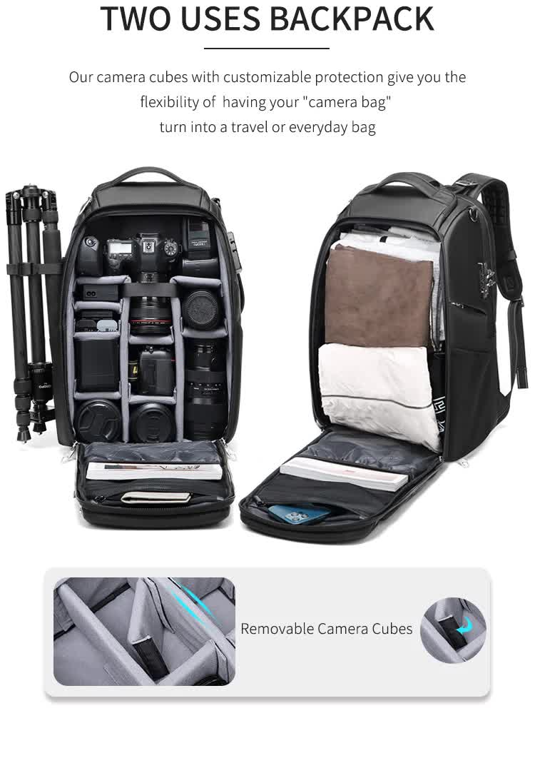 Professional Large Capacity Camera Backpack - Waterproof Anti-Theft DSLR Mirrorless Bag with 17-Inch Laptop Compartment and TSA Combination Lock for Travel and Business - Image 4